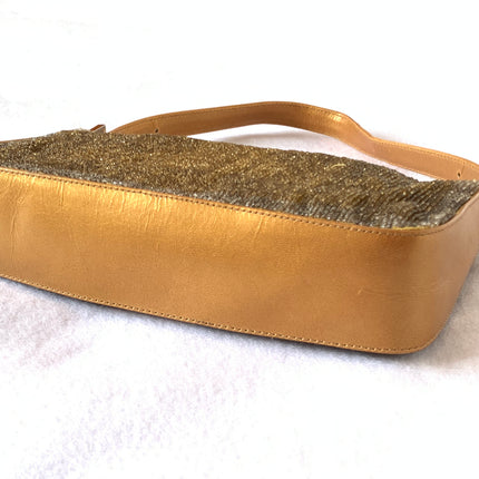 Fendi Baguette in Dark Gold Glitter beads and leather sides