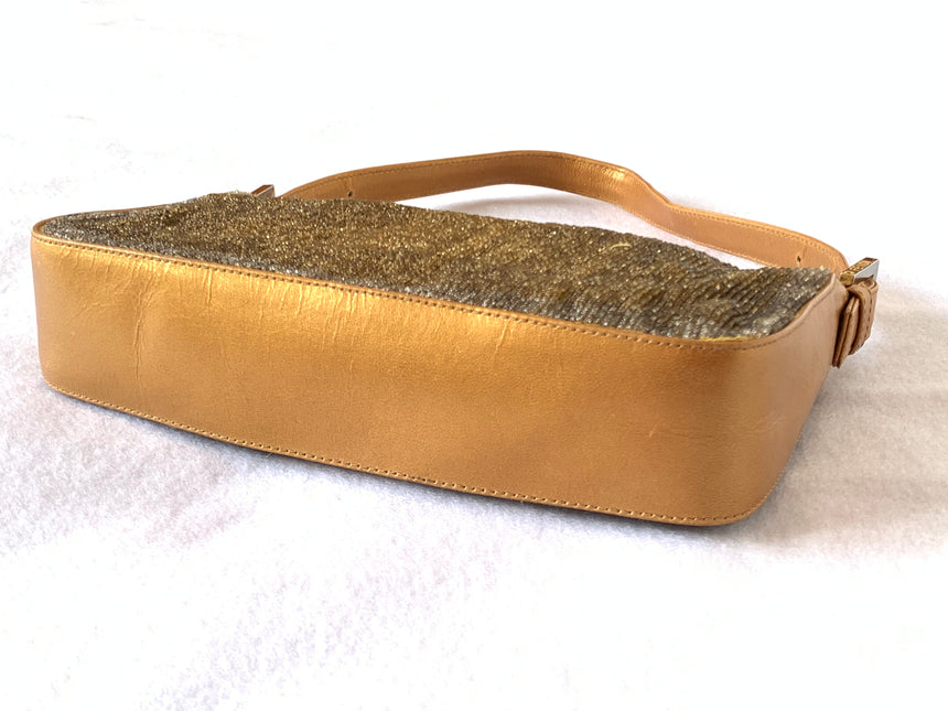 Fendi Baguette in Dark Gold Glitter beads and leather sides