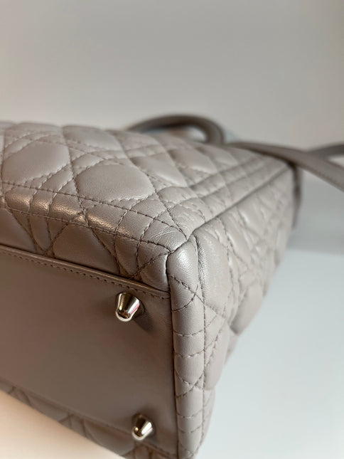Sold Lady Dior Large Grey Leather handbag with strap