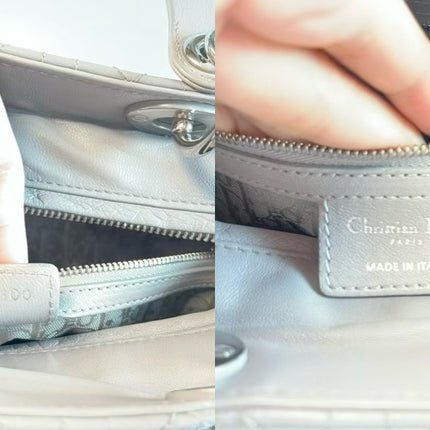 Sold Lady Dior Large Grey Leather handbag with strap