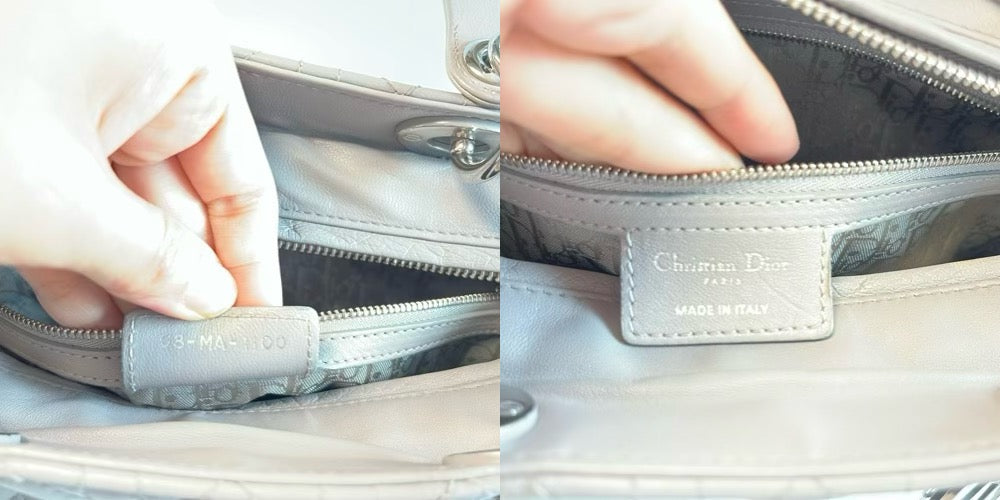 Sold Lady Dior Large Grey Leather handbag with strap