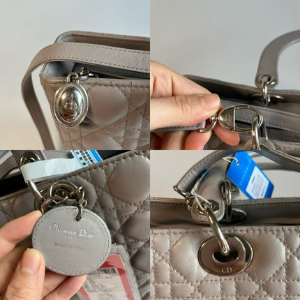 Sold Lady Dior Large Grey Leather handbag with strap