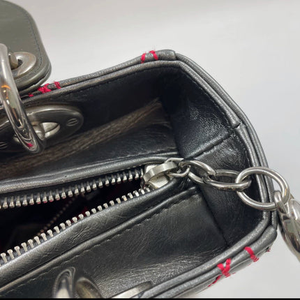 Sold Lady Dior Medium Gunmetal Grey Cannage Lambskin 2011 Limited Edition Handbag