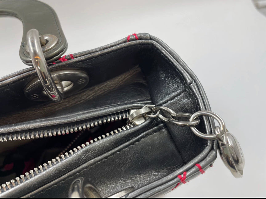 Sold Lady Dior Medium Gunmetal Grey Cannage Lambskin 2011 Limited Edition Handbag