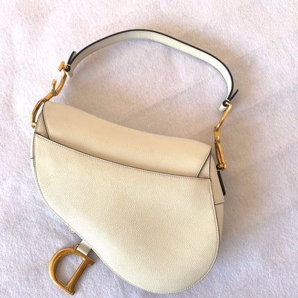 Sold Dior Saddle White Medium Leather Handbag like new