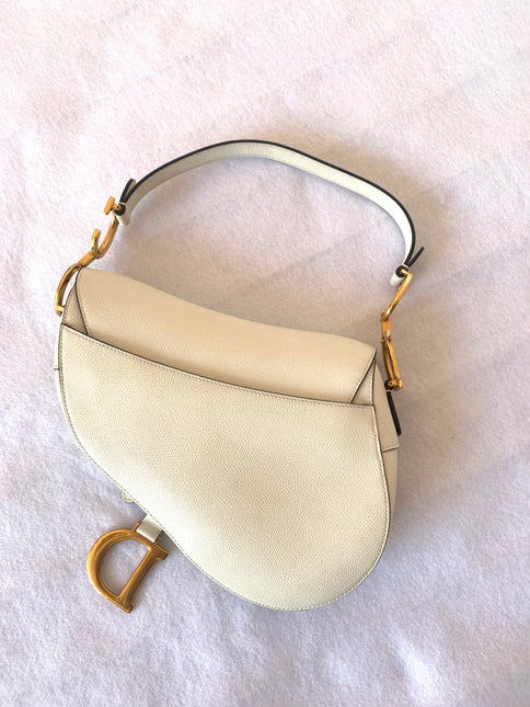 Sold Dior Saddle White Medium Leather Handbag like new