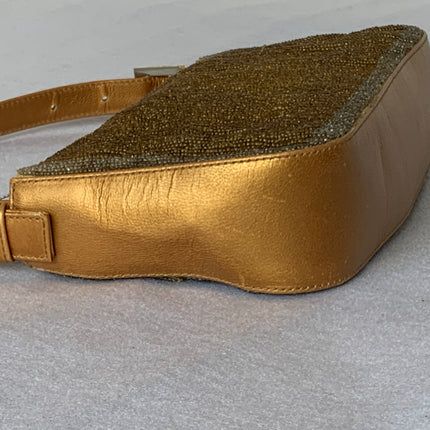 Fendi Baguette in Dark Gold Glitter beads and leather sides