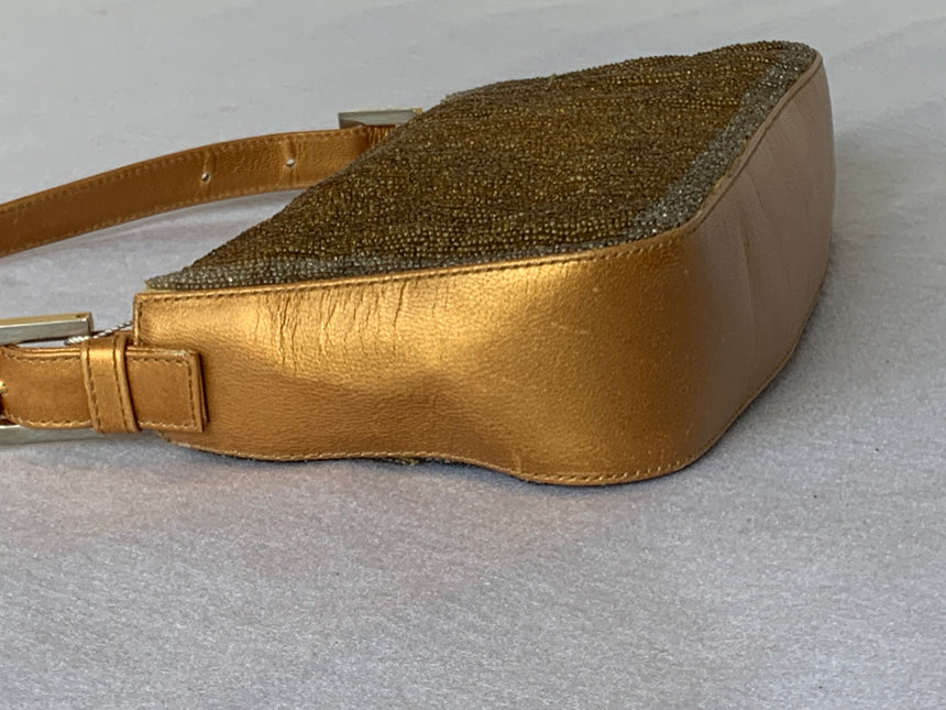 Fendi Baguette in Dark Gold Glitter beads and leather sides