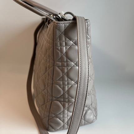 Sold Lady Dior Large Grey Leather handbag with strap