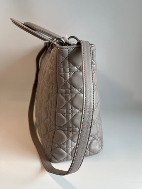 Sold Lady Dior Large Grey Leather handbag with strap