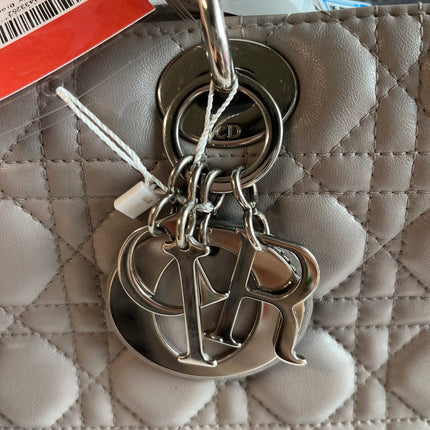 Sold Lady Dior Large Grey Leather handbag with strap