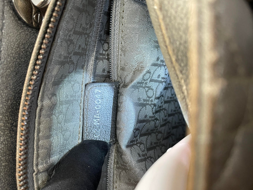 Sold Lady Dior Medium Calfskin Leather Gunmetal Silver Grey