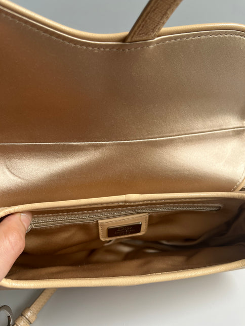 Dior Saddle Mini Silk beige with crystals embellishment interior