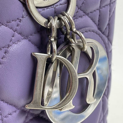Sold  Lady Dior Medium Cannage lambskin leather pastel purple/lilac/lavender handbag with shoulder strap