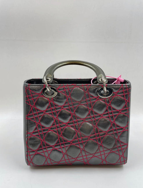 Sold Lady Dior Medium Gunmetal Grey Cannage Lambskin 2011 Limited Edition Handbag