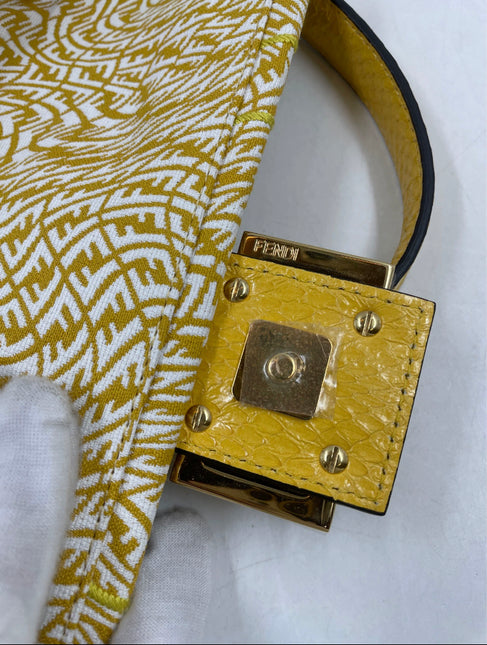 Sold Fendi Baguette 1997 in Yellow FF vertigo Jacquard with embroidery