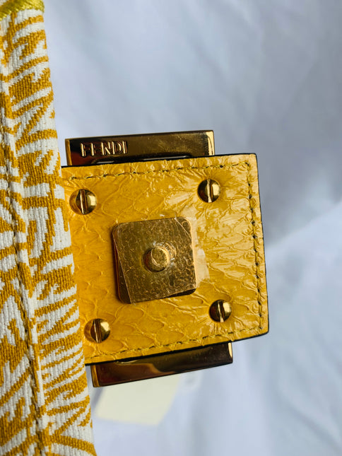 Sold Fendi Baguette 1997 in Yellow FF vertigo Jacquard with embroidery