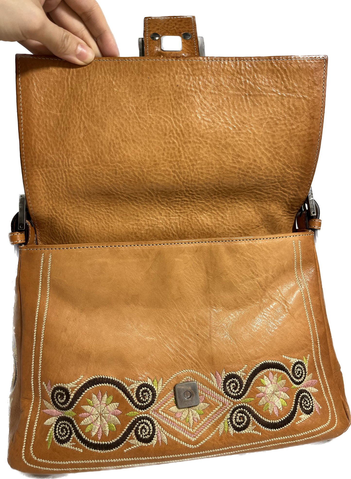 Sold  Fendi Mamma Baguette Brown leather with embroidery