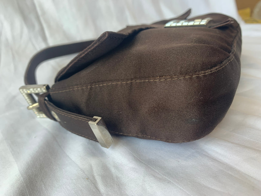 Sold FENDI Baguette Black Silk with Crystal Buckle