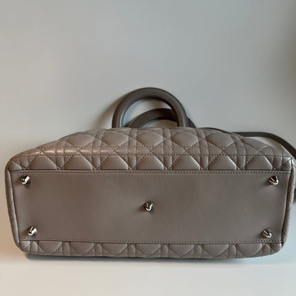 Sold Lady Dior Large Grey Leather handbag with strap