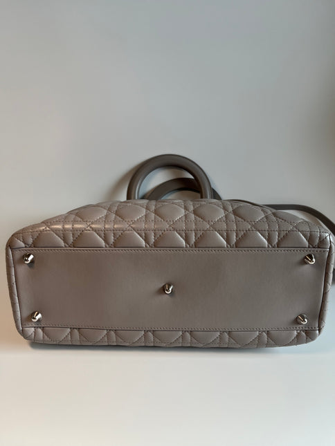 Sold Lady Dior Large Grey Leather handbag with strap