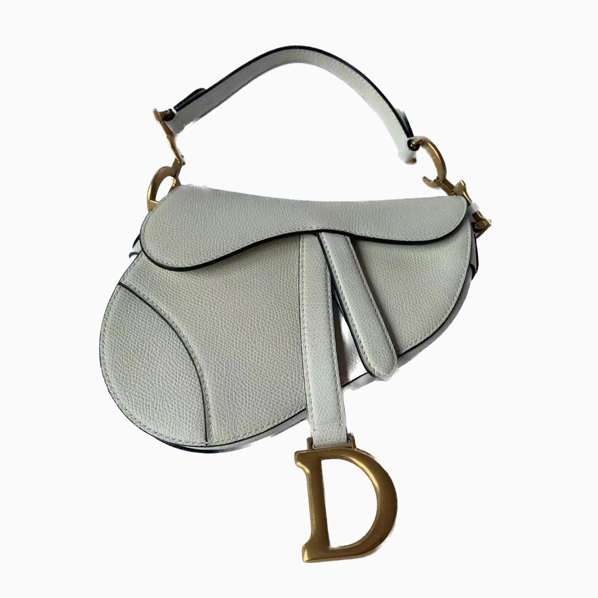 Mini Saddle Bag with Strap Dior Gray Grained Calfskin