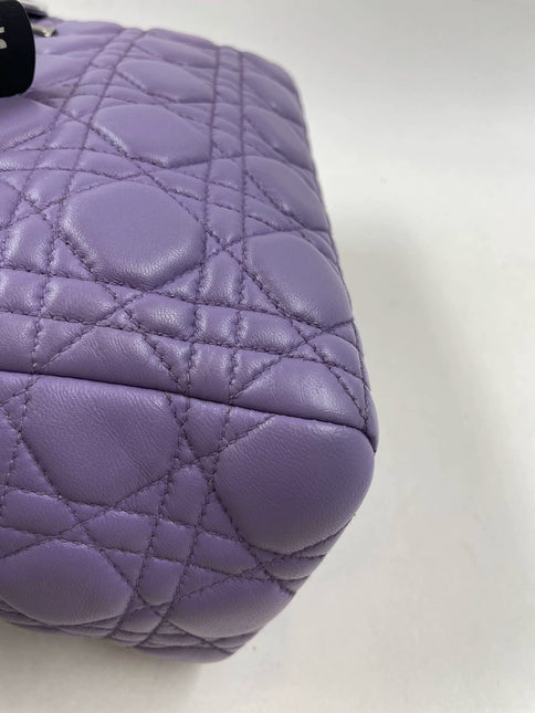 Sold  Lady Dior Medium Cannage lambskin leather pastel purple/lilac/lavender handbag with shoulder strap
