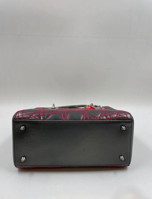 Sold Lady Dior Medium Gunmetal Grey Cannage Lambskin 2011 Limited Edition Handbag