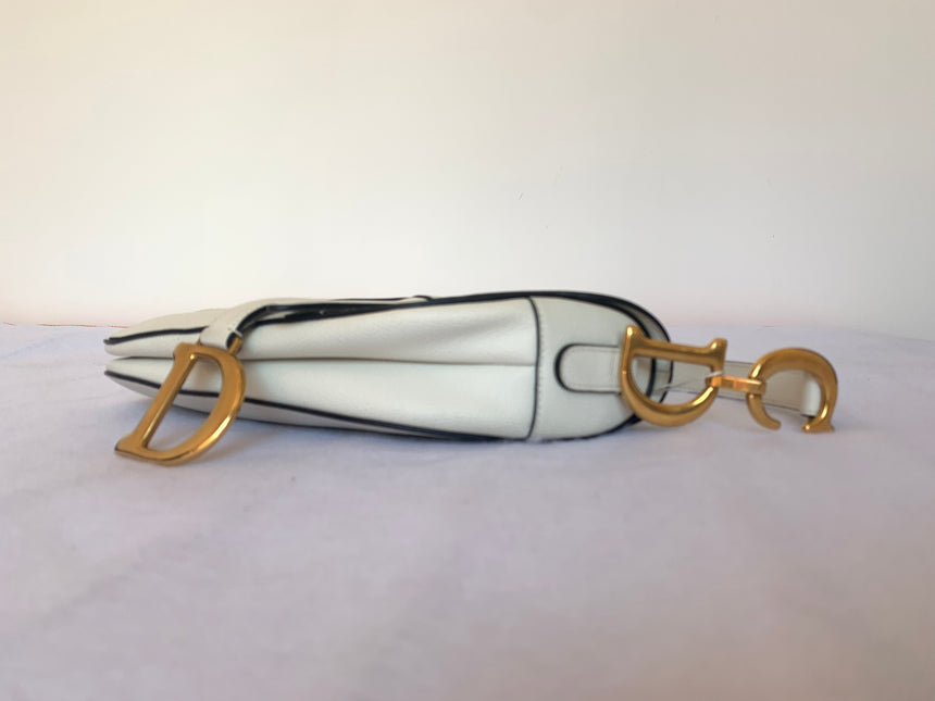 Sold Dior Saddle White Medium Leather Handbag like new