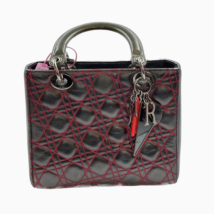 Sold Lady Dior Medium Gunmetal Grey Cannage Lambskin 2011 Limited Edition Handbag