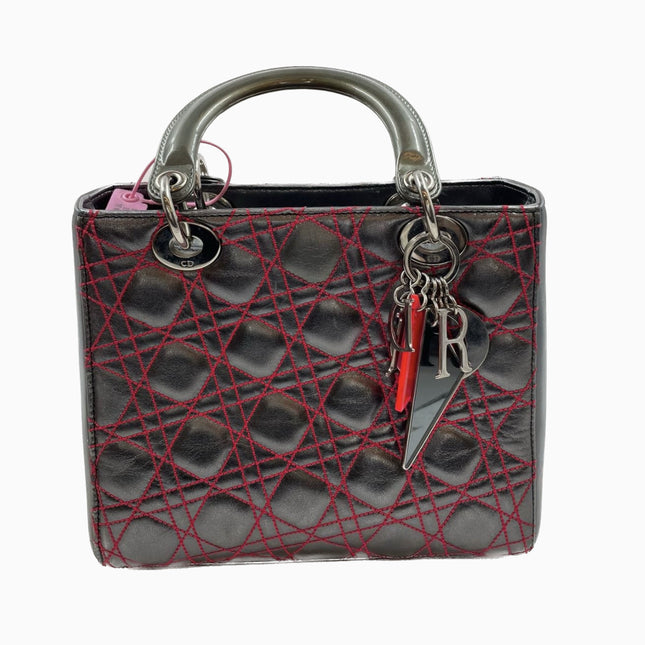 Sold Lady Dior Medium Gunmetal Grey Cannage Lambskin 2011 Limited Edition Handbag