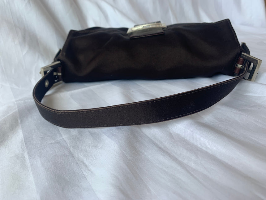 Sold FENDI Baguette Black Silk with Crystal Buckle