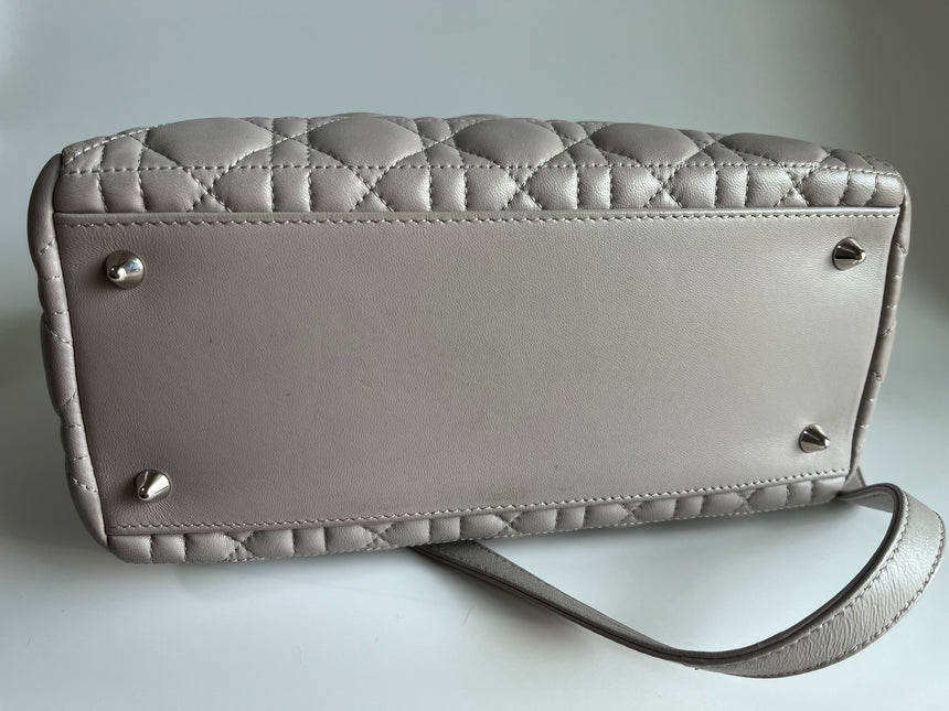 Sold Lady Dior Grey Cannage Leather Medium with strap