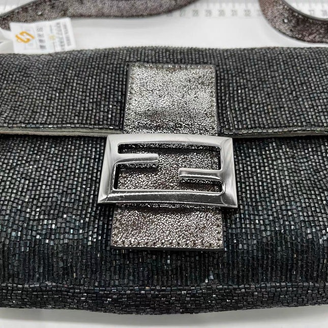 Sold Fendi Baguette Glitter Gunmetal black glitter