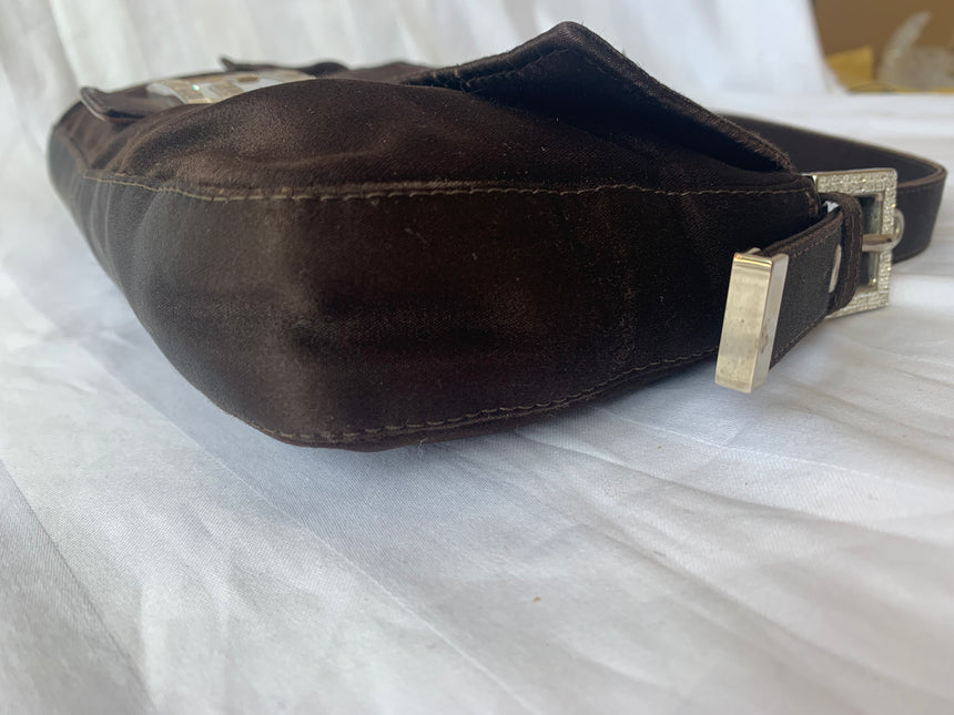 Sold FENDI Baguette Black Silk with Crystal Buckle