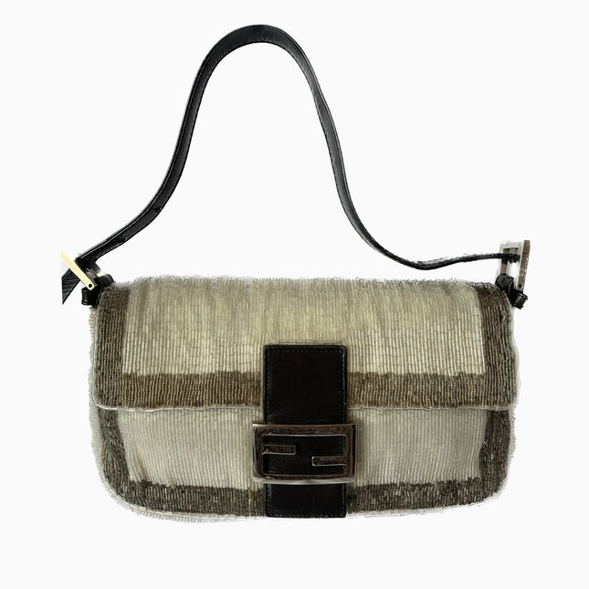 Sold Fendi Baguette Glitter white and grey-Luxbags