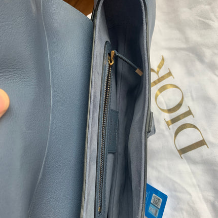 Sold Dior Saddle Medium leather greyish blue