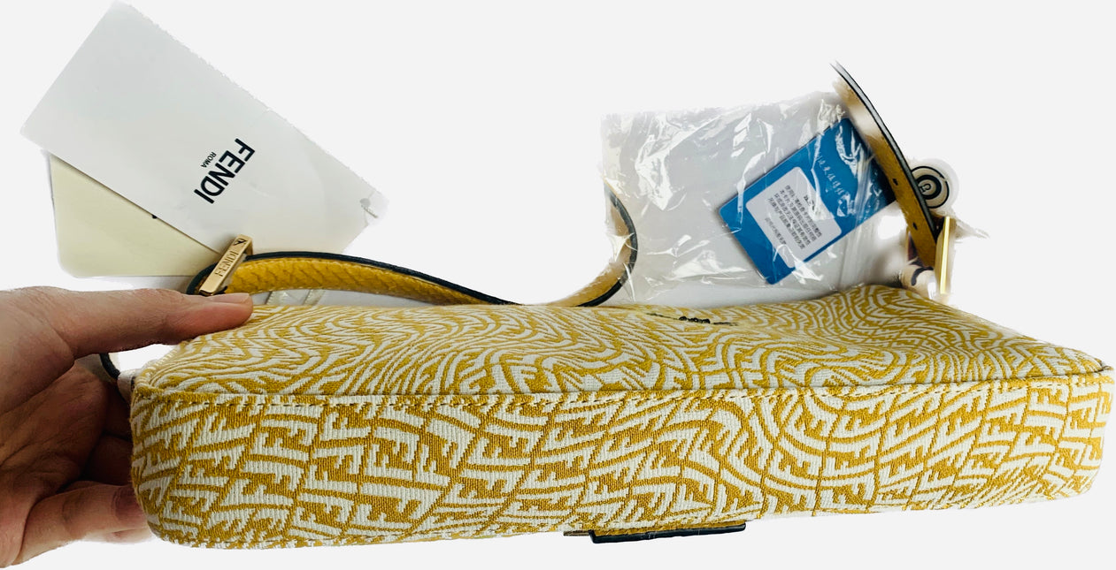 Sold Fendi Baguette 1997 in Yellow FF vertigo Jacquard with embroidery