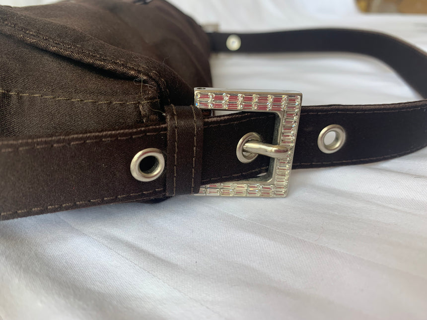 Sold FENDI Baguette Black Silk with Crystal Buckle