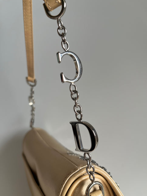 Dior Saddle Mini Silk beige with crystals embellishment