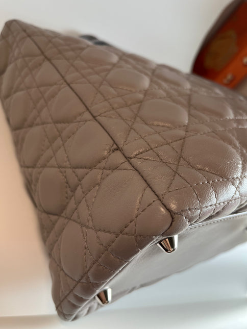Sold Lady Dior Large Grey Leather handbag with strap