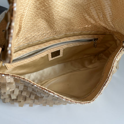 Sold Fendi Baguette in Gold sequins and python leather