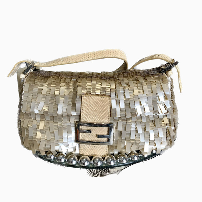 Sold Fendi Baguette in Gold sequins and python leather-Luxbags