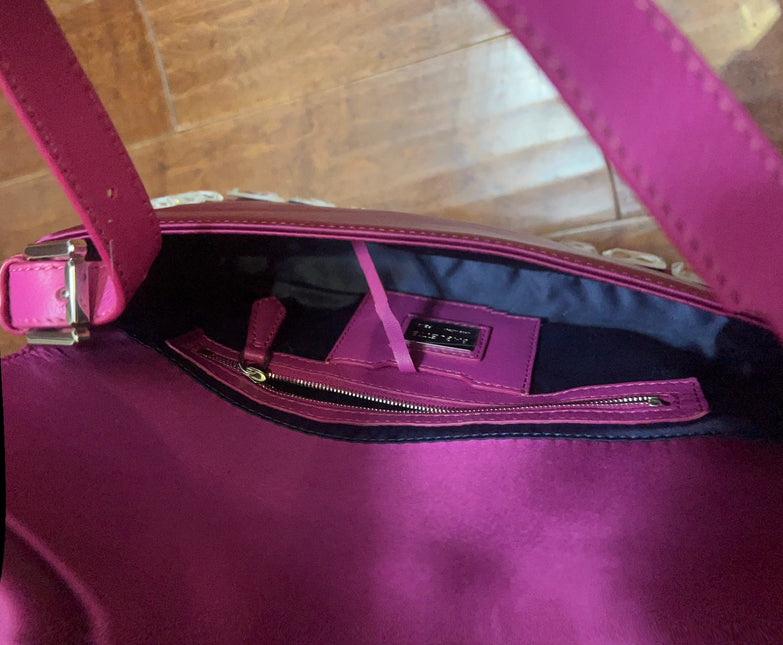 Sold FENDI Baguette Pink Silk with Large Crystals