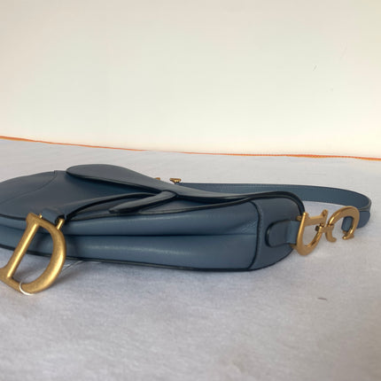 Sold Dior Saddle Medium leather greyish blue