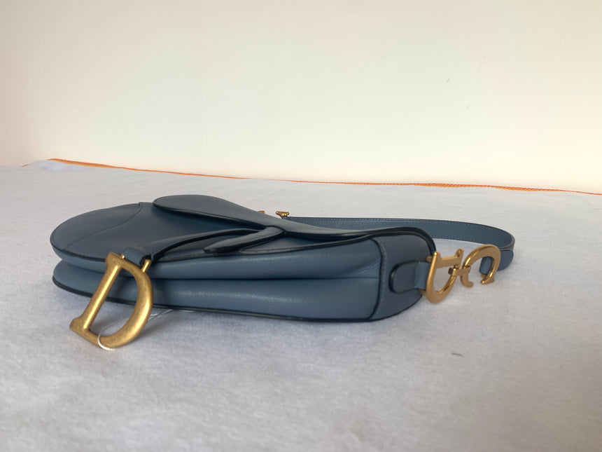 Sold Dior Saddle Medium leather greyish blue