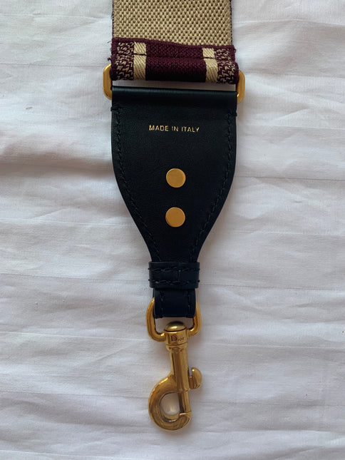 Sold Dior Strap red and beige canvas with Dior Logo Embroidery