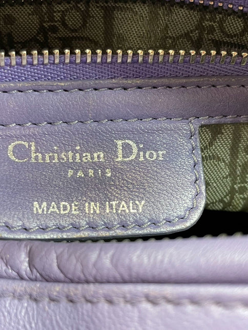 Sold  Lady Dior Medium Cannage lambskin leather pastel purple/lilac/lavender handbag with shoulder strap