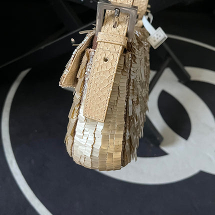 Sold Fendi Baguette in Gold sequins and python leather