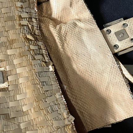 Sold Fendi Baguette in Gold sequins and python leather